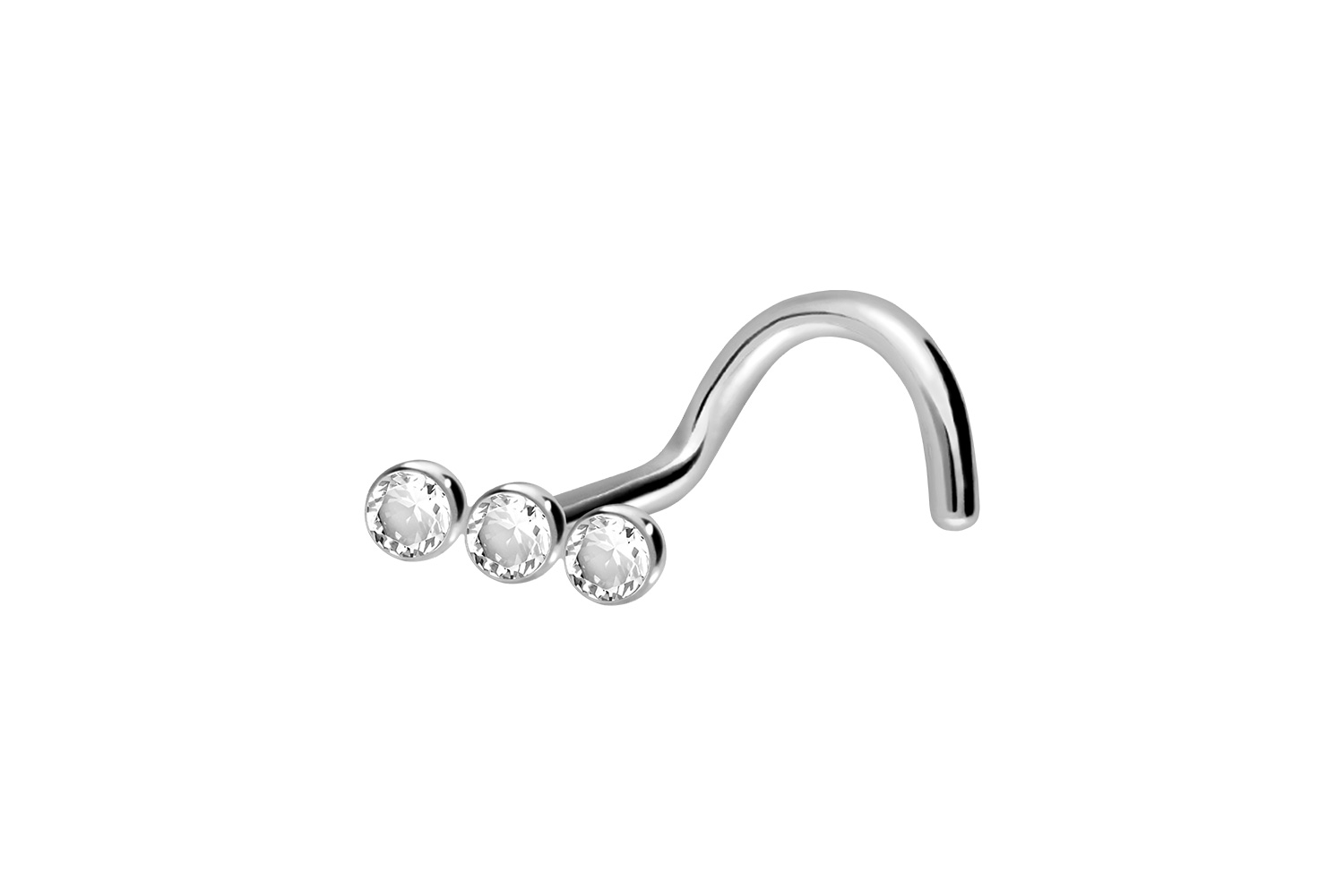 Titan Nasenstecker Nasenpiercing Spirale 3 KRISTALLE